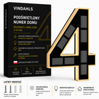 Vindahls Numery domu | Podświetlane i zasilane energią słoneczną